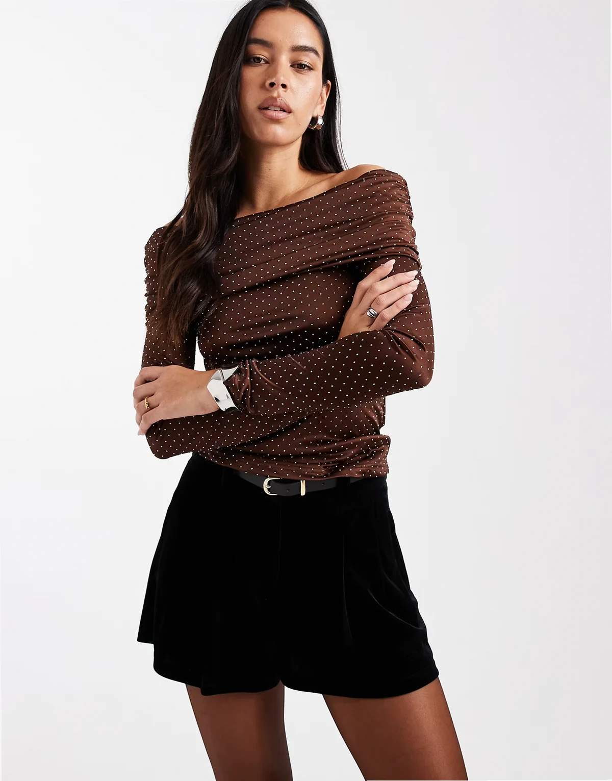 – Elegante Micro-Shorts aus Samt in Schwarz