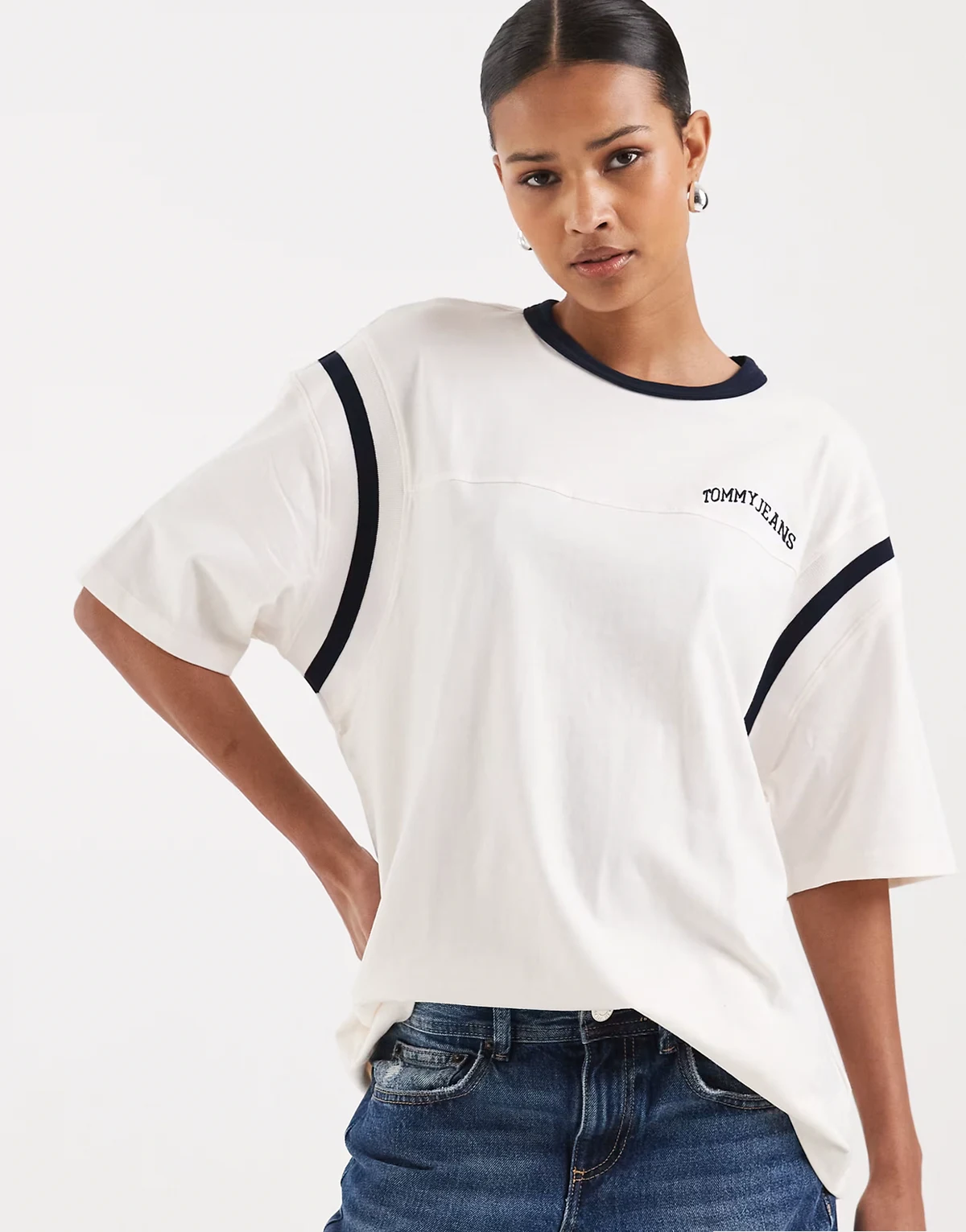 varsity logo oversized T-shirt in white