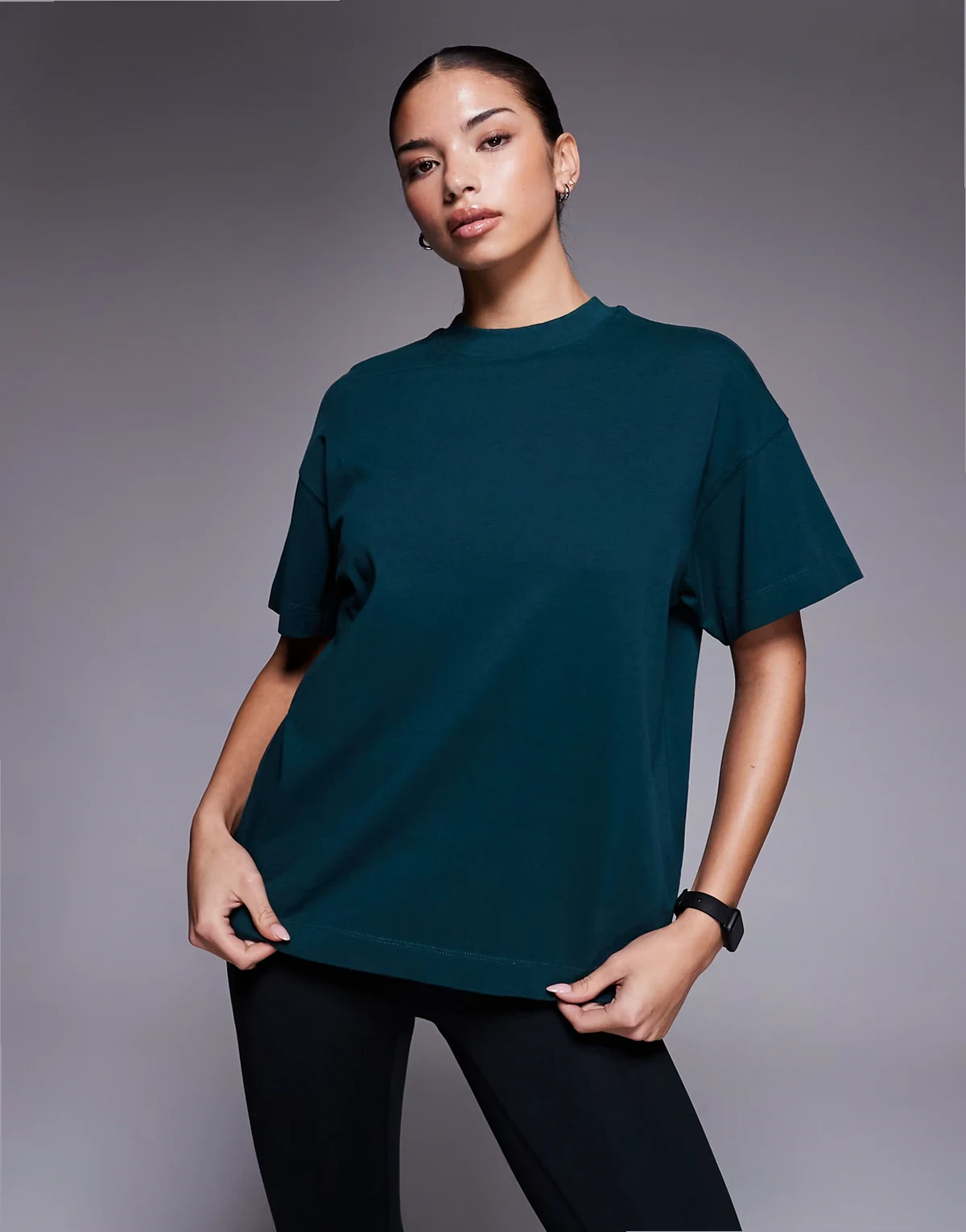 Icon heavyweight cotton oversized t-shirt with quick dry finish in washed evergreen