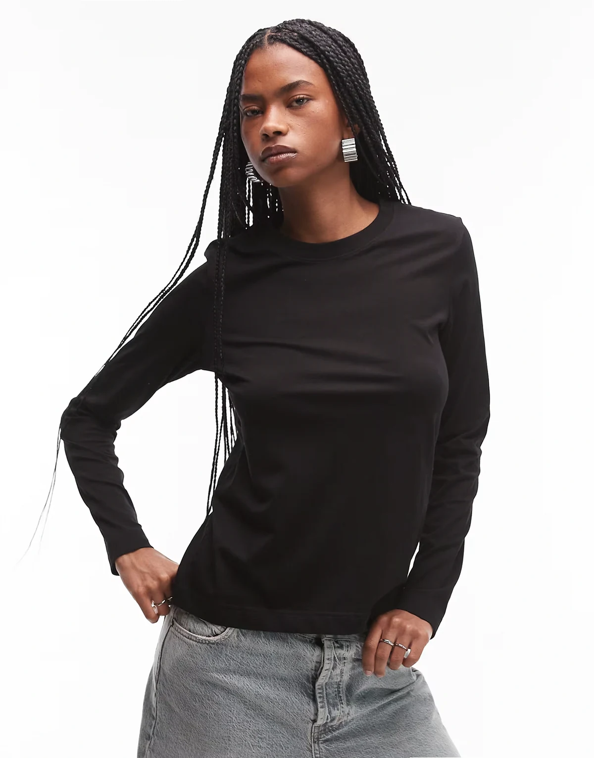 – Langärmliges Shirt in Schwarz