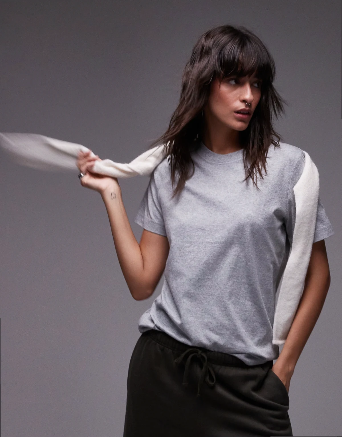 – T-Shirt in Grau meliert