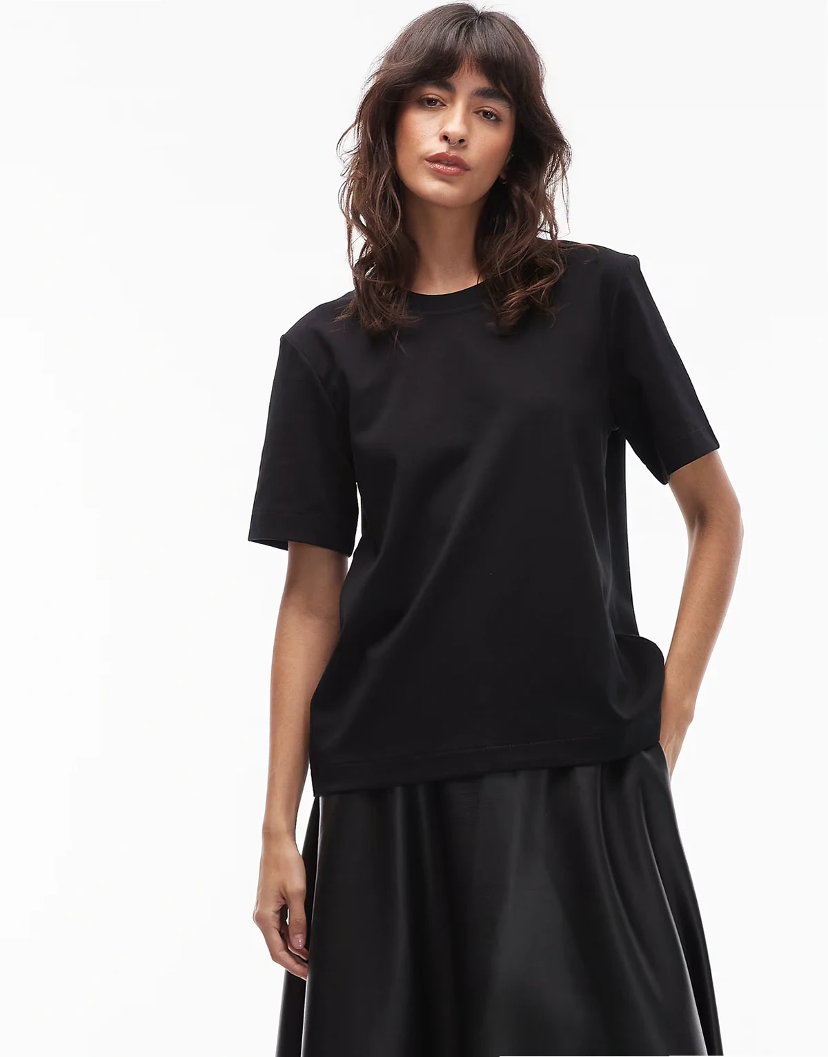 – T-Shirt aus schwerem Jersey in Schwarz