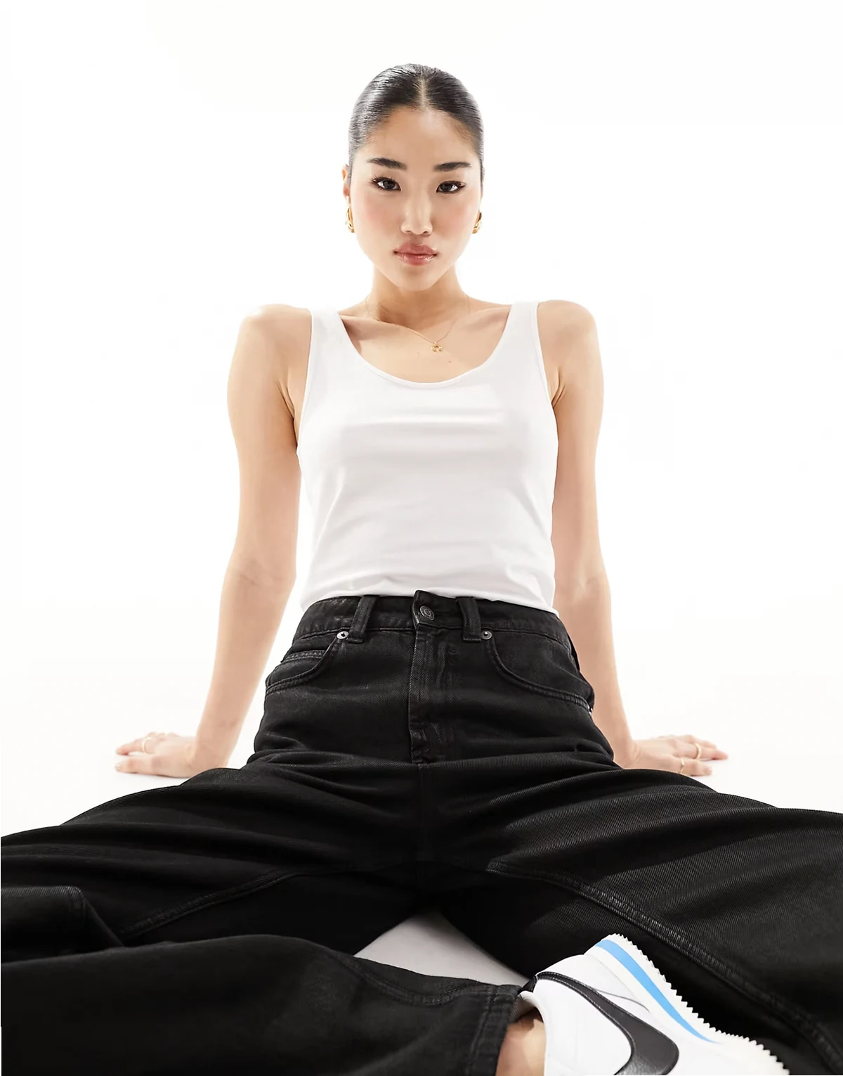 – Weiches Longline-Tanktop in Weiß