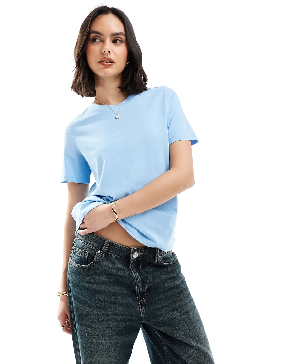 – T-Shirt in luftigem Blau