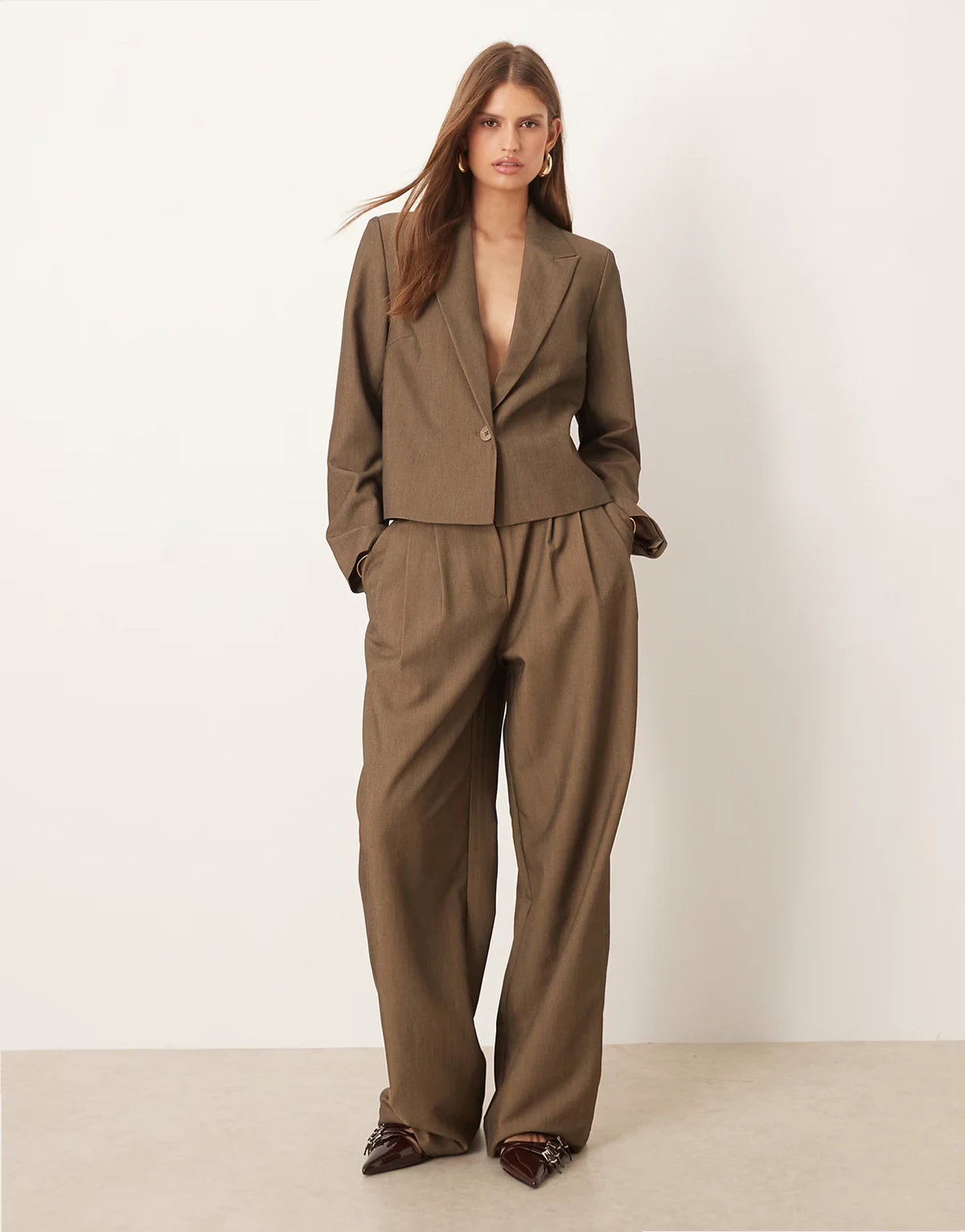 high waist tailored pants in lead gray