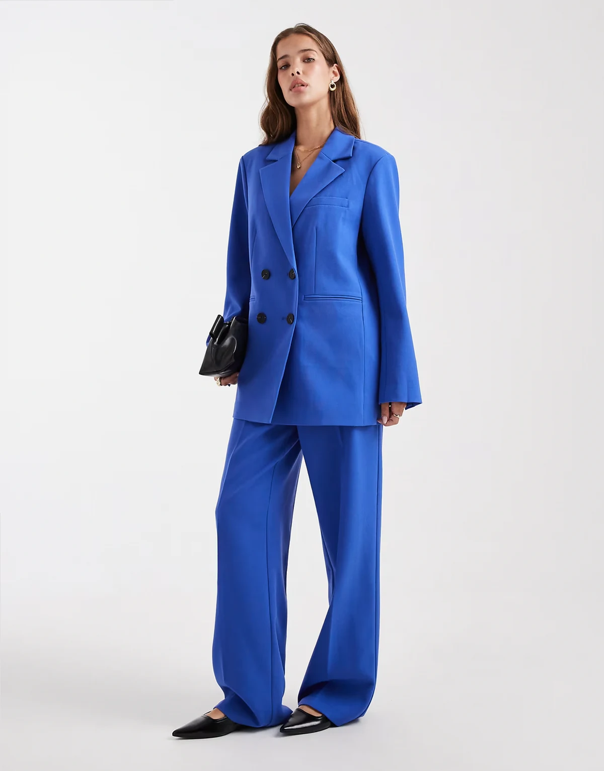 – Elegante Hose in Dunkelblau mit weitem Bein, Kombiteil