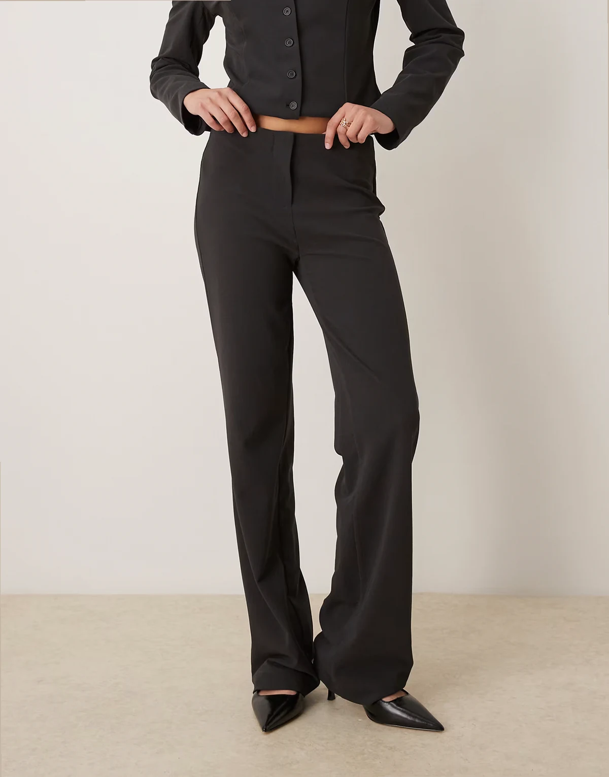 Klumi tailored straight leg pants in charcoal - part of a set