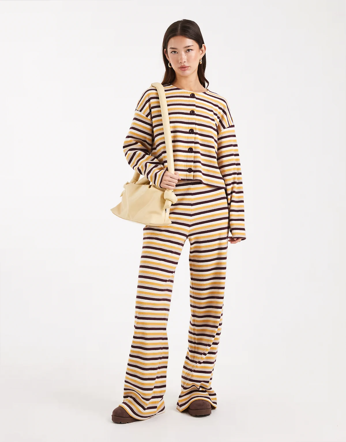 pants in burgundy stripes - part of a set