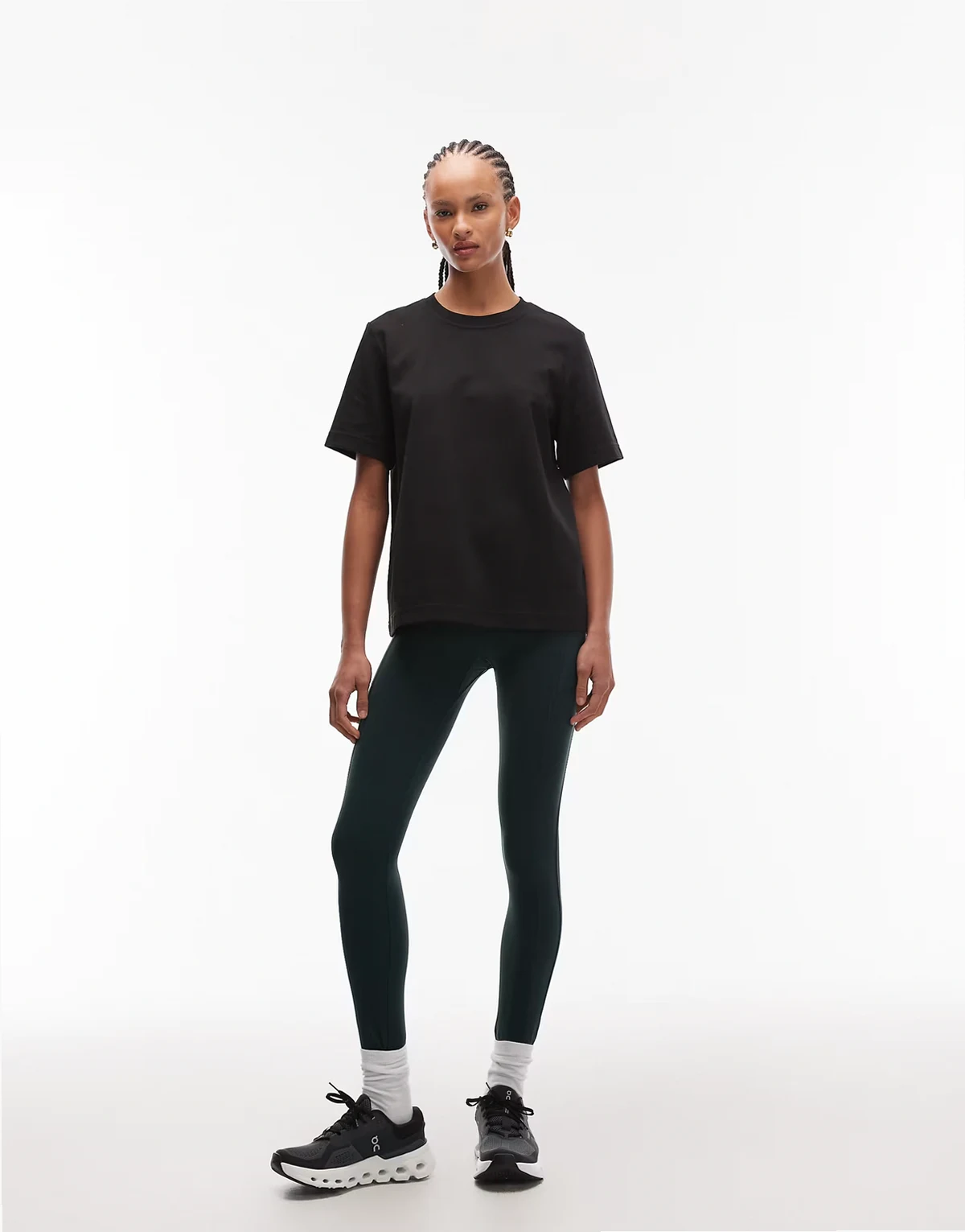 – Nahtlose Sport-Leggings in Dunkelgrün mit Seitentaschen