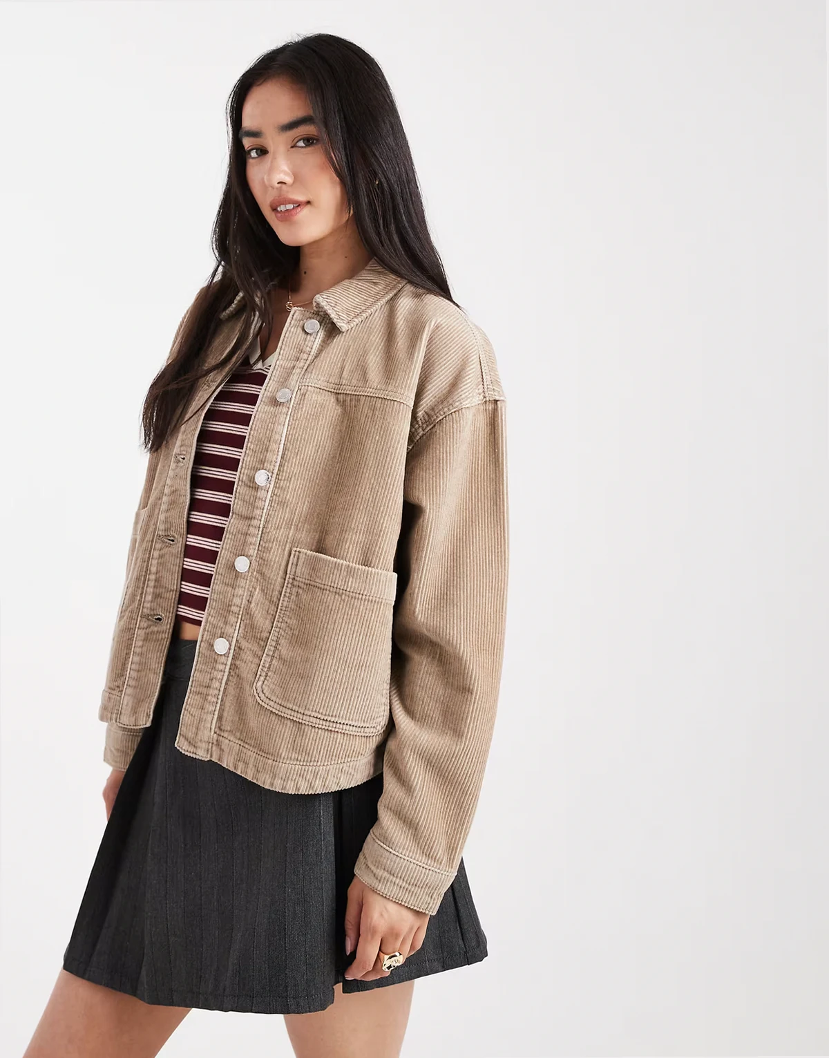 – Cord-Hemdjacke in Nerzbeige