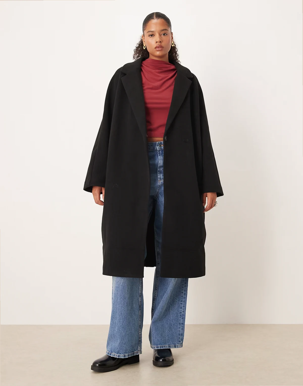 ASOS DESIGN Curve – Czarny płaszcz