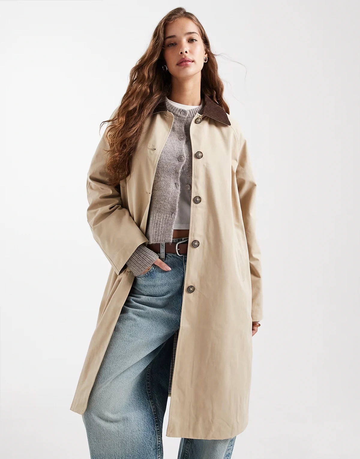 Teen longline barn jacket in stone