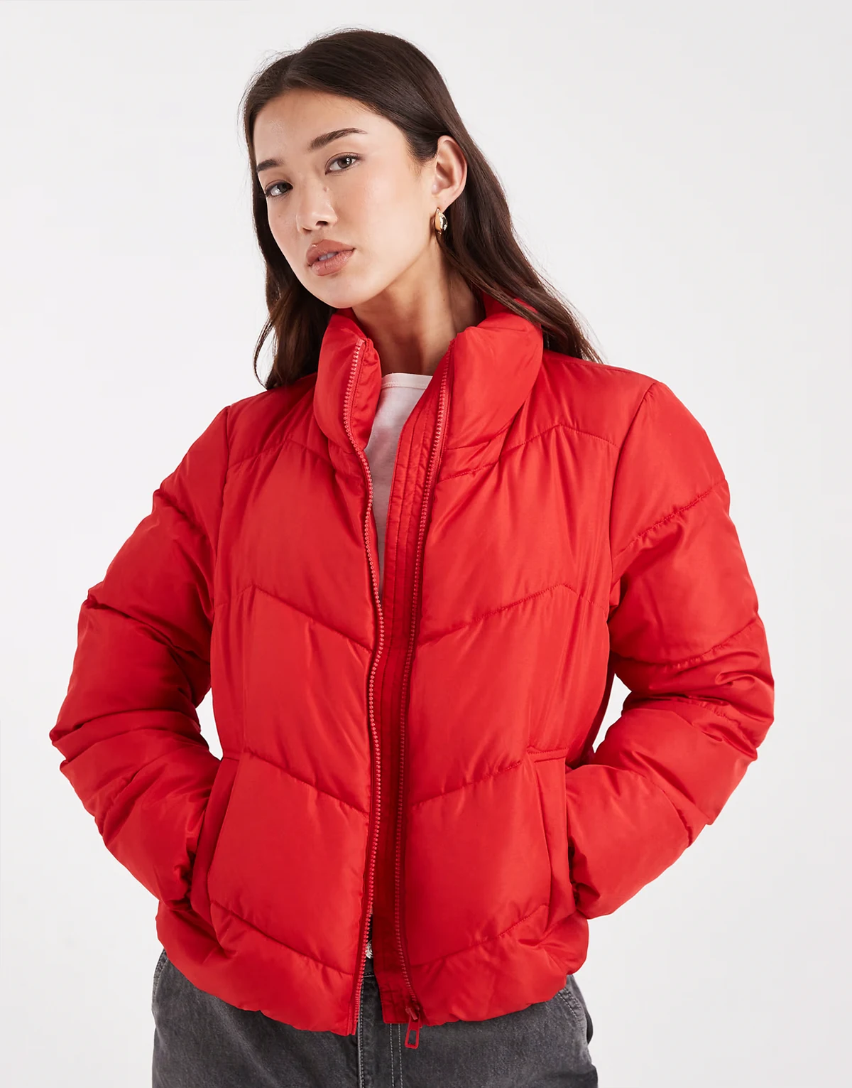 – Pufferjacke in Schleifenrot