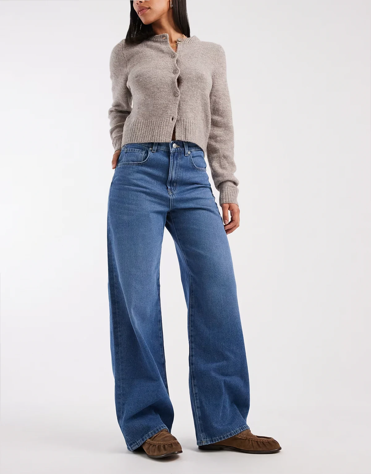 – Hope – Jeans in Mittelblau mit hohem Bund und weitem Bein