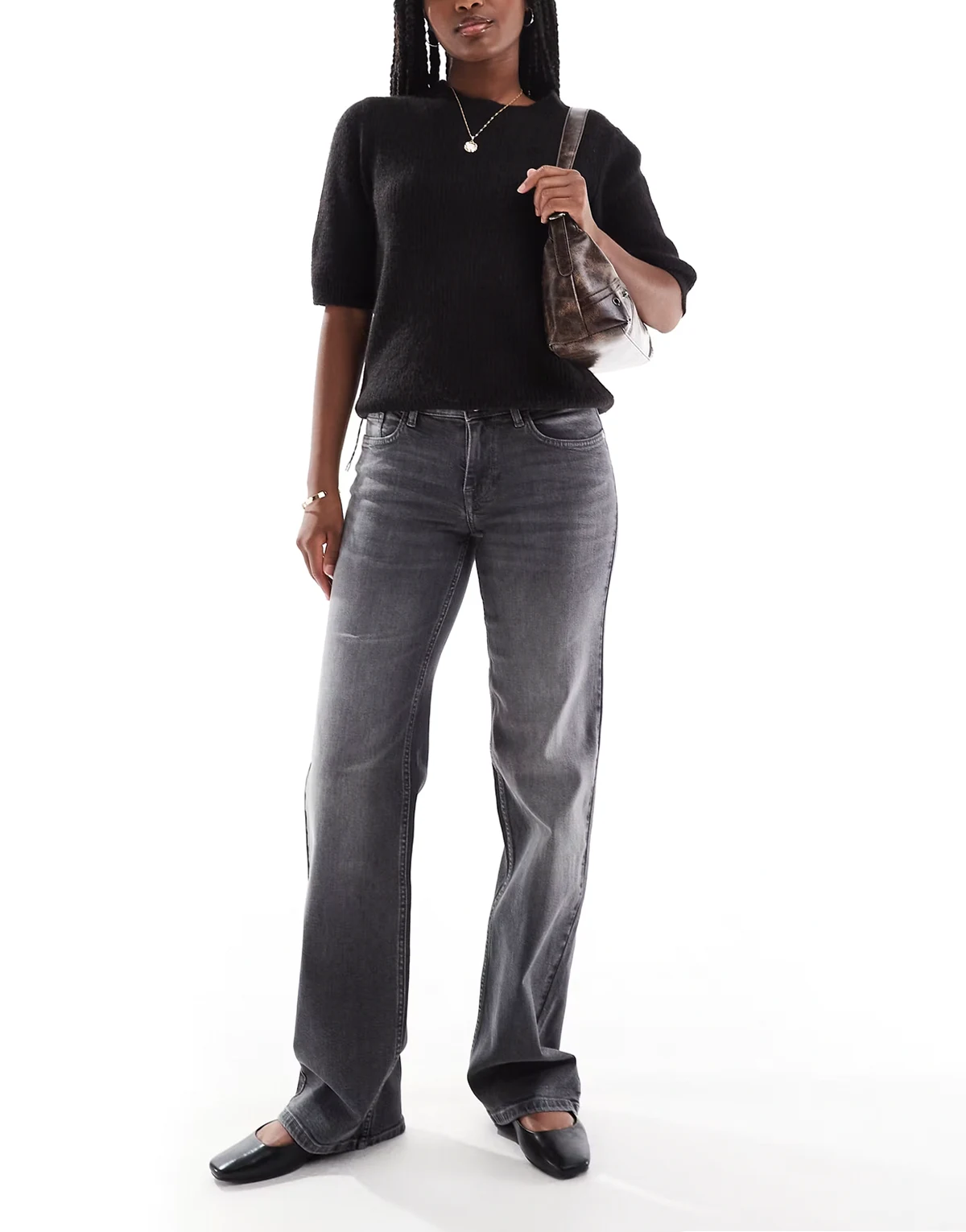 – Judy – Jeans in Grau mit weitem Schnitt und niedrigem Bund