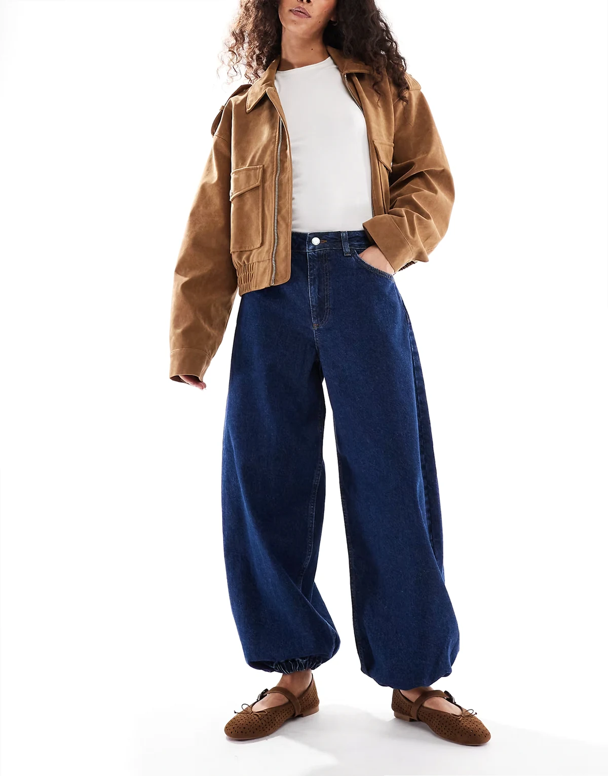 – Ballon-Jeans in Indigo mit elastischen Bündchen