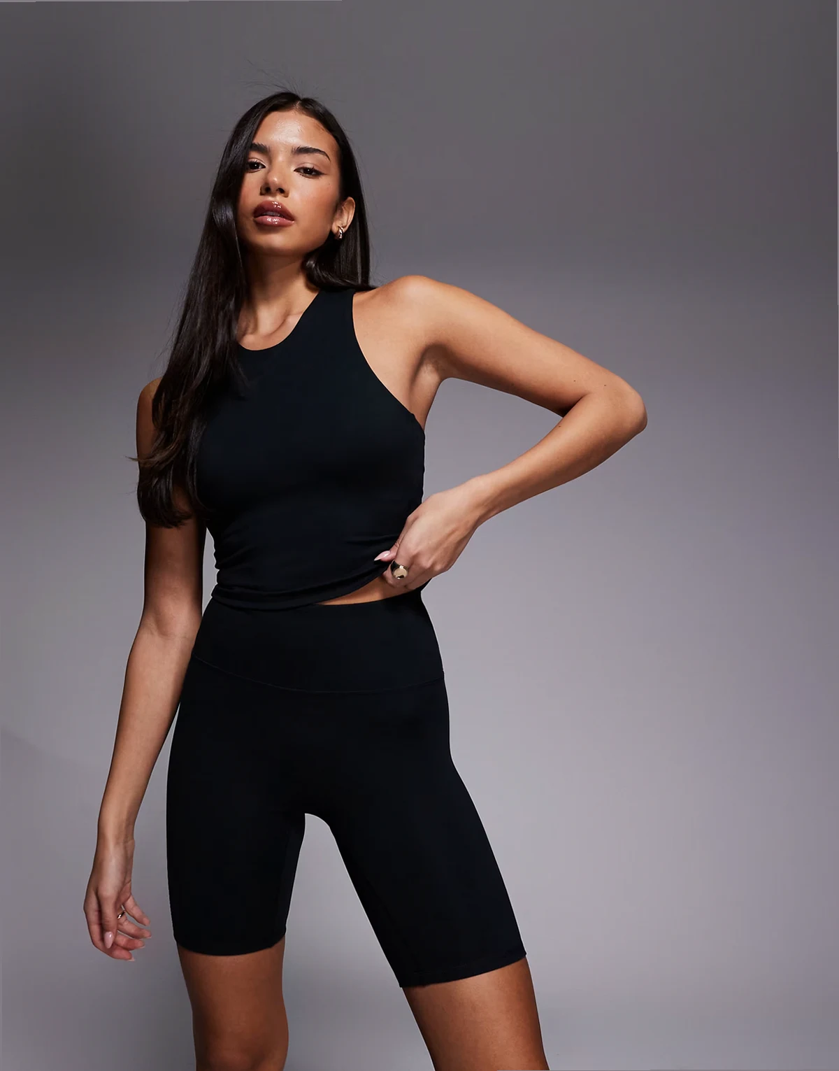 Icon soft touch high waist 8 inch legging shorts in black