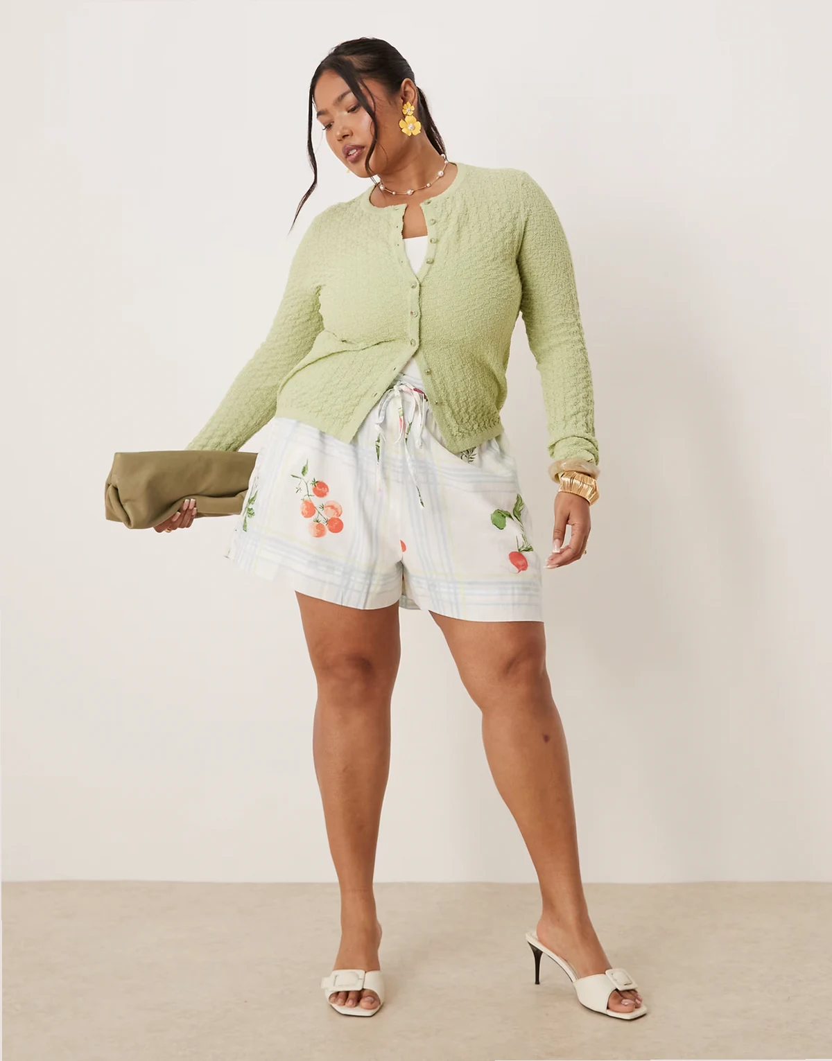 – Jen – Shorts mit Karo- und Fruchtmuster