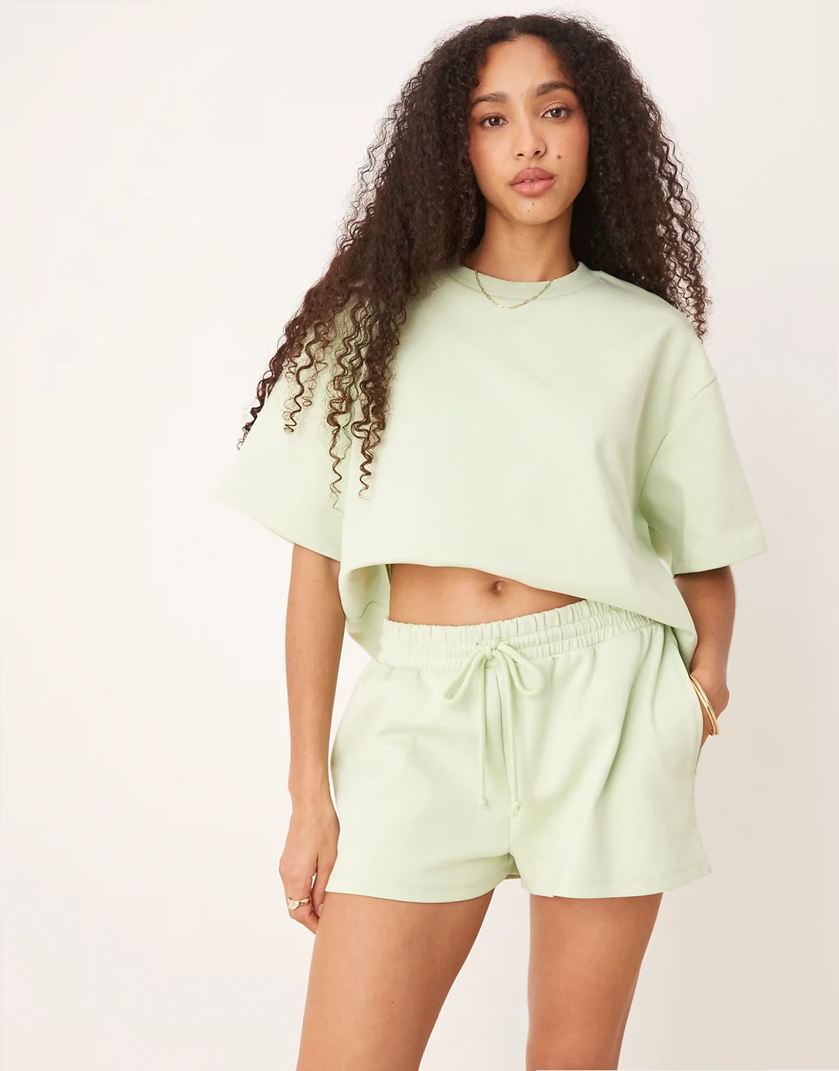 interlock shorts in pastel green - part of a set