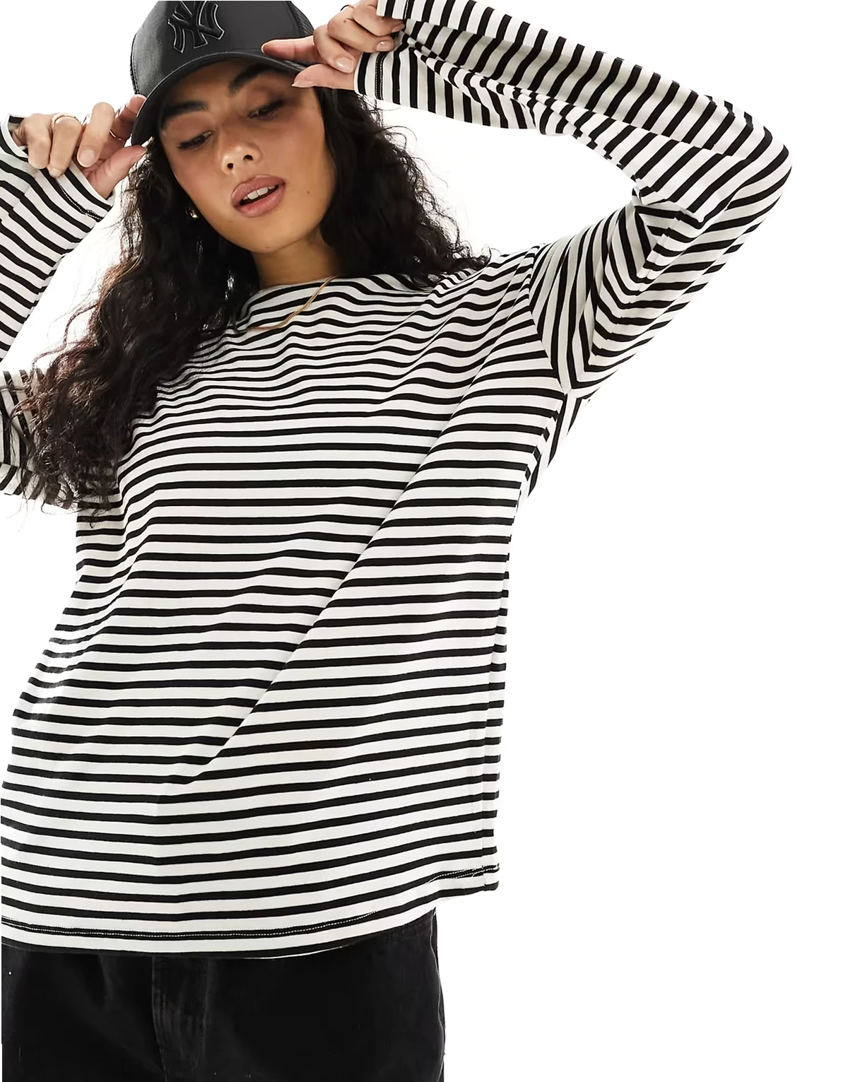 – T-shirt z długim rękawem w czarne paski