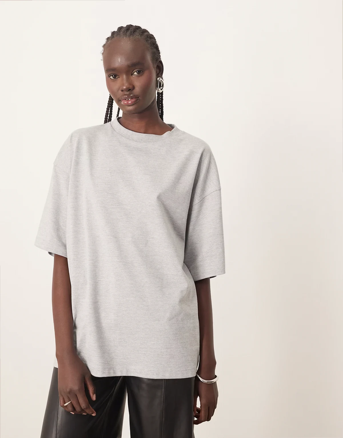 oversized premium heavyweight T-shirt in gray heather