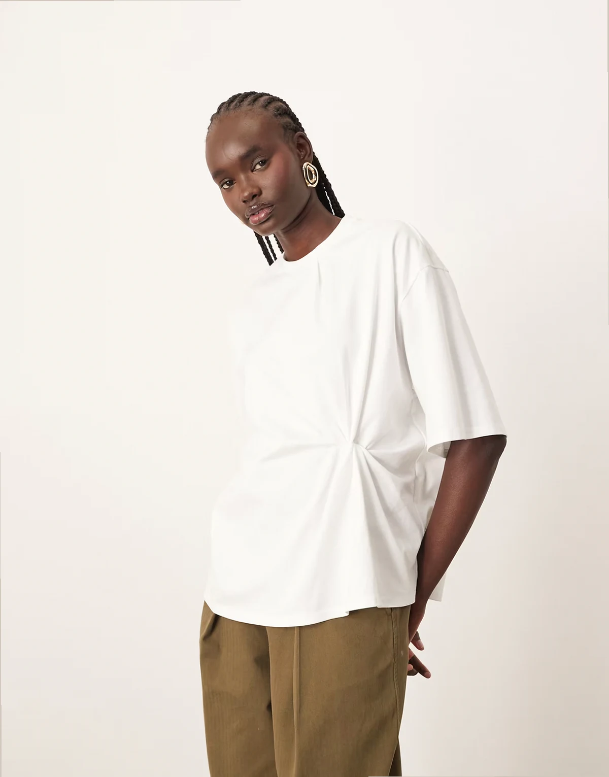 jersey knot detail oversized T-shirt in white