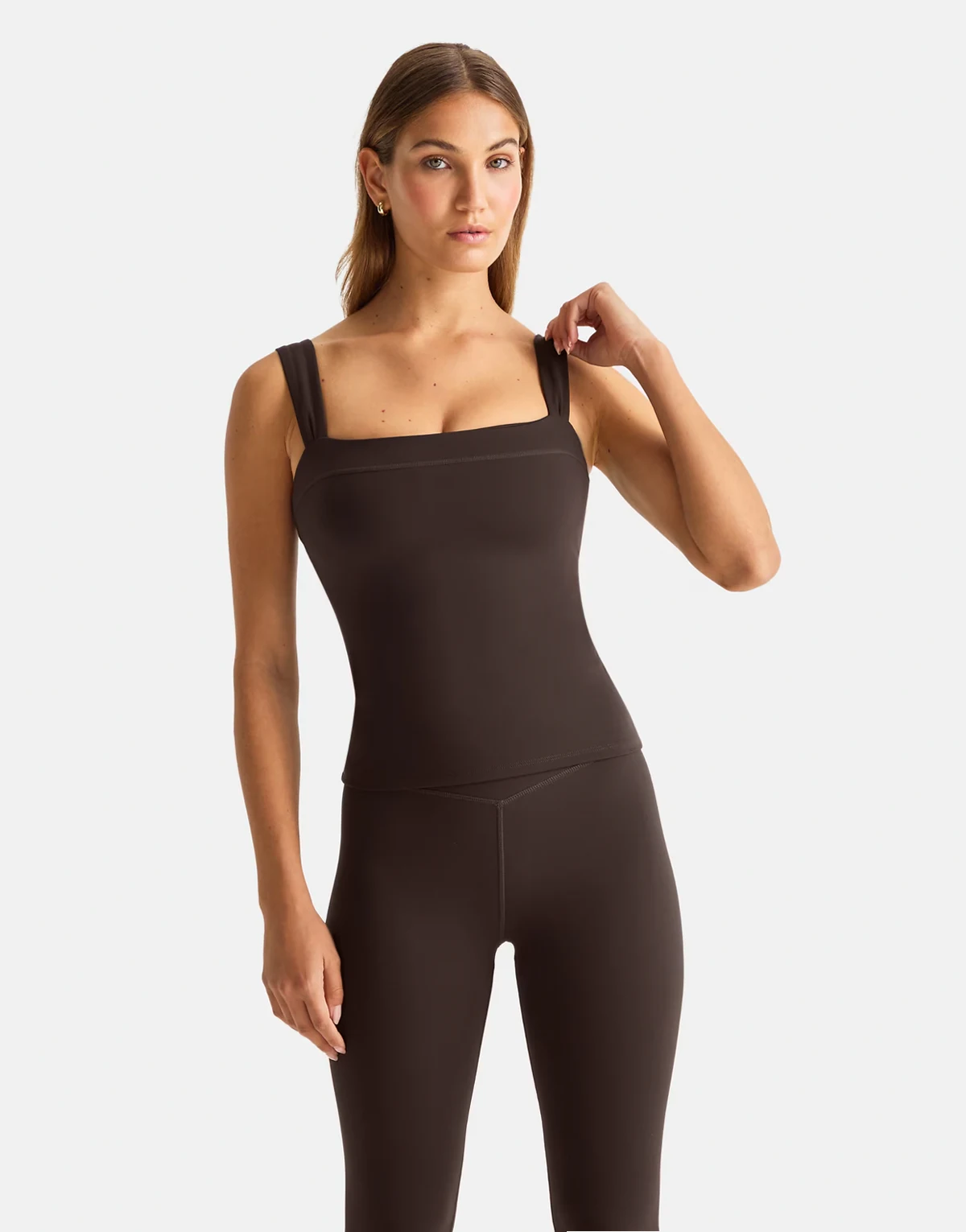 DayFlex ruched strap tank top in americano