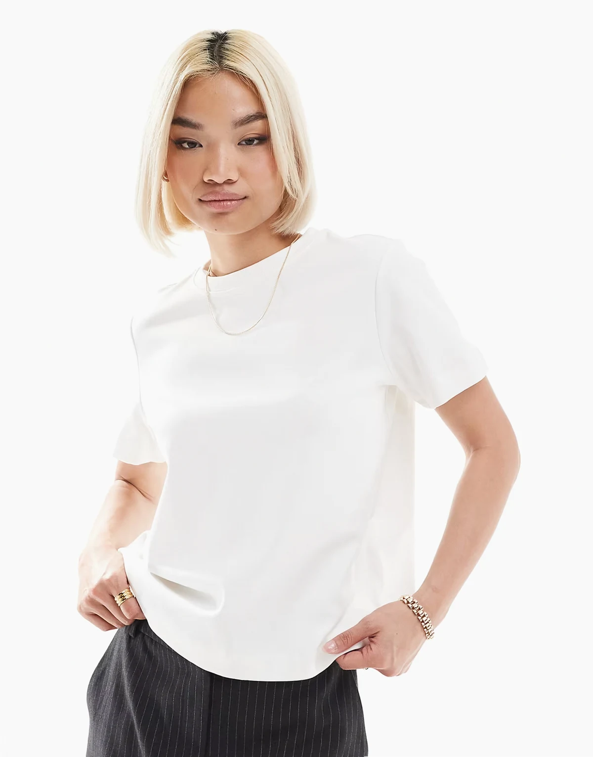 – Schweres kastiges T-Shirt in Weiß