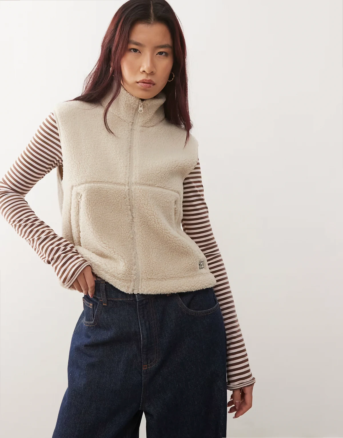 – Teddyfleece-Weste in Beige