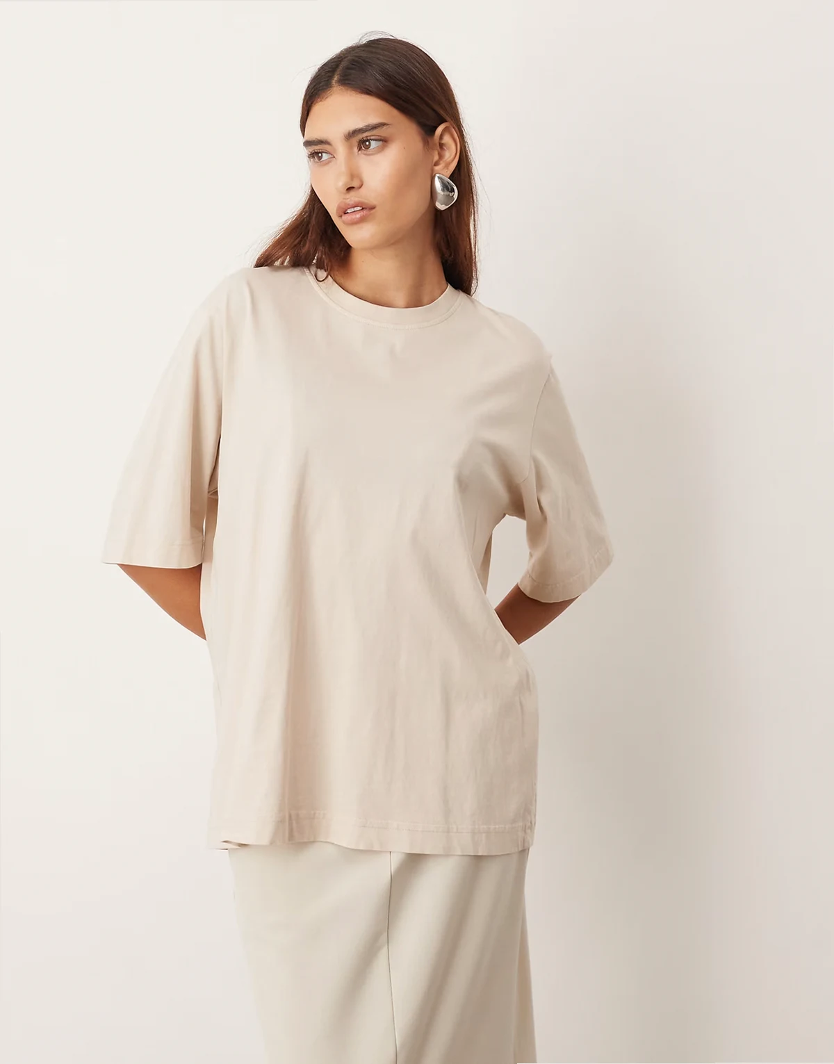 jersey oversized T-shirt in ecru