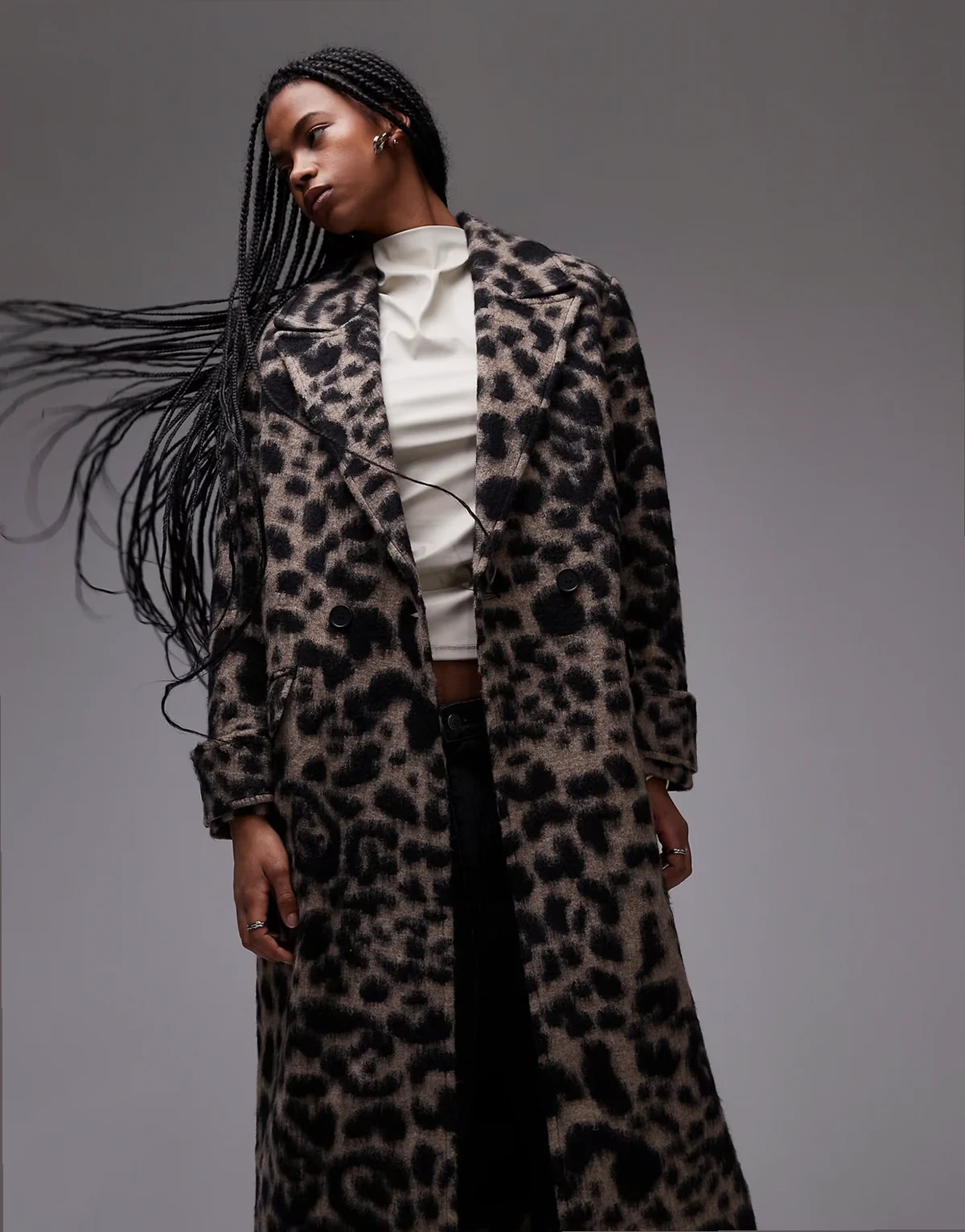 Mabel wool blend coat in leopard