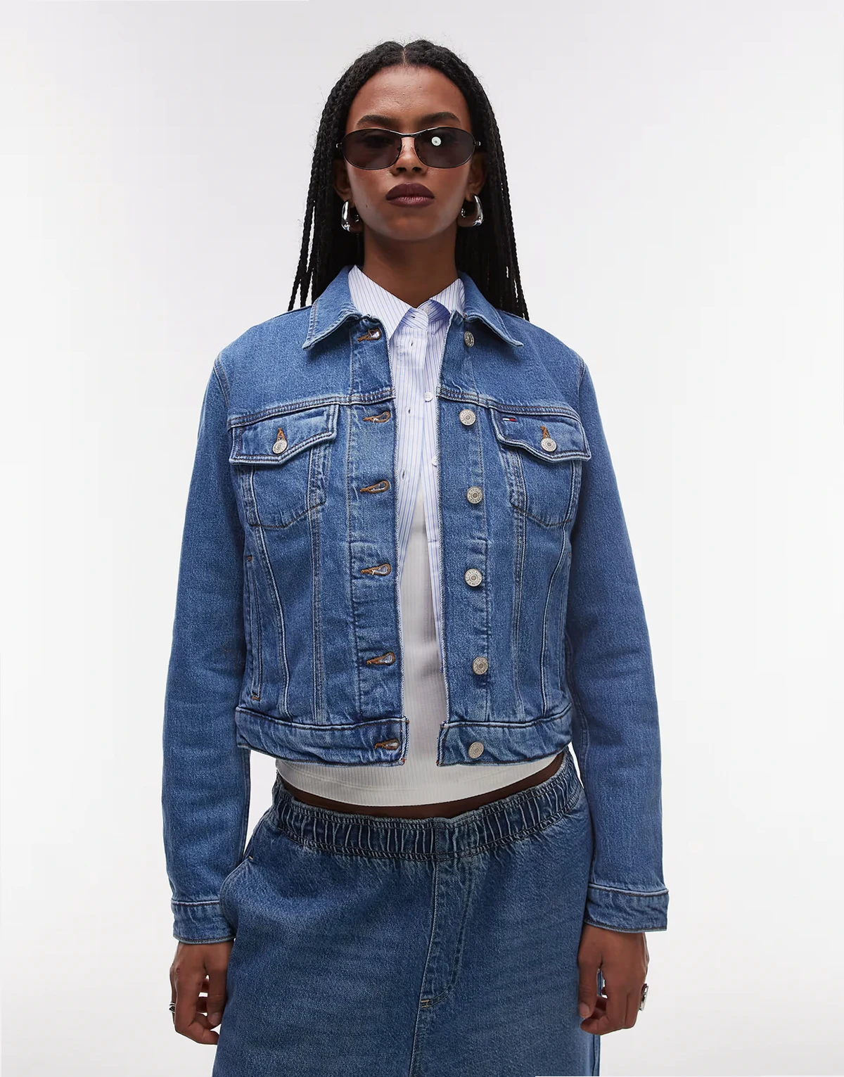 classic denim jacket in mid wash
