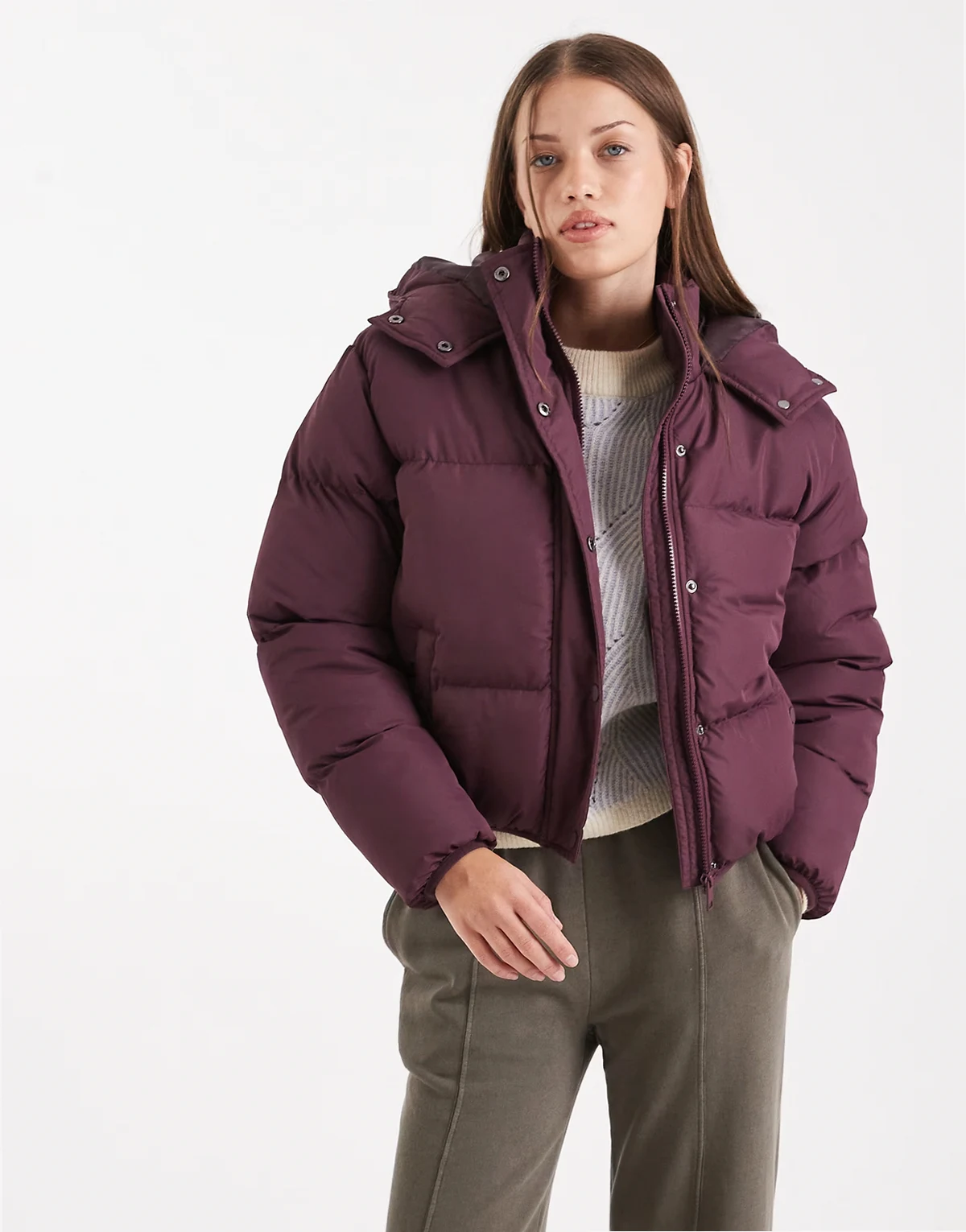 hooded puffer jacket in fig