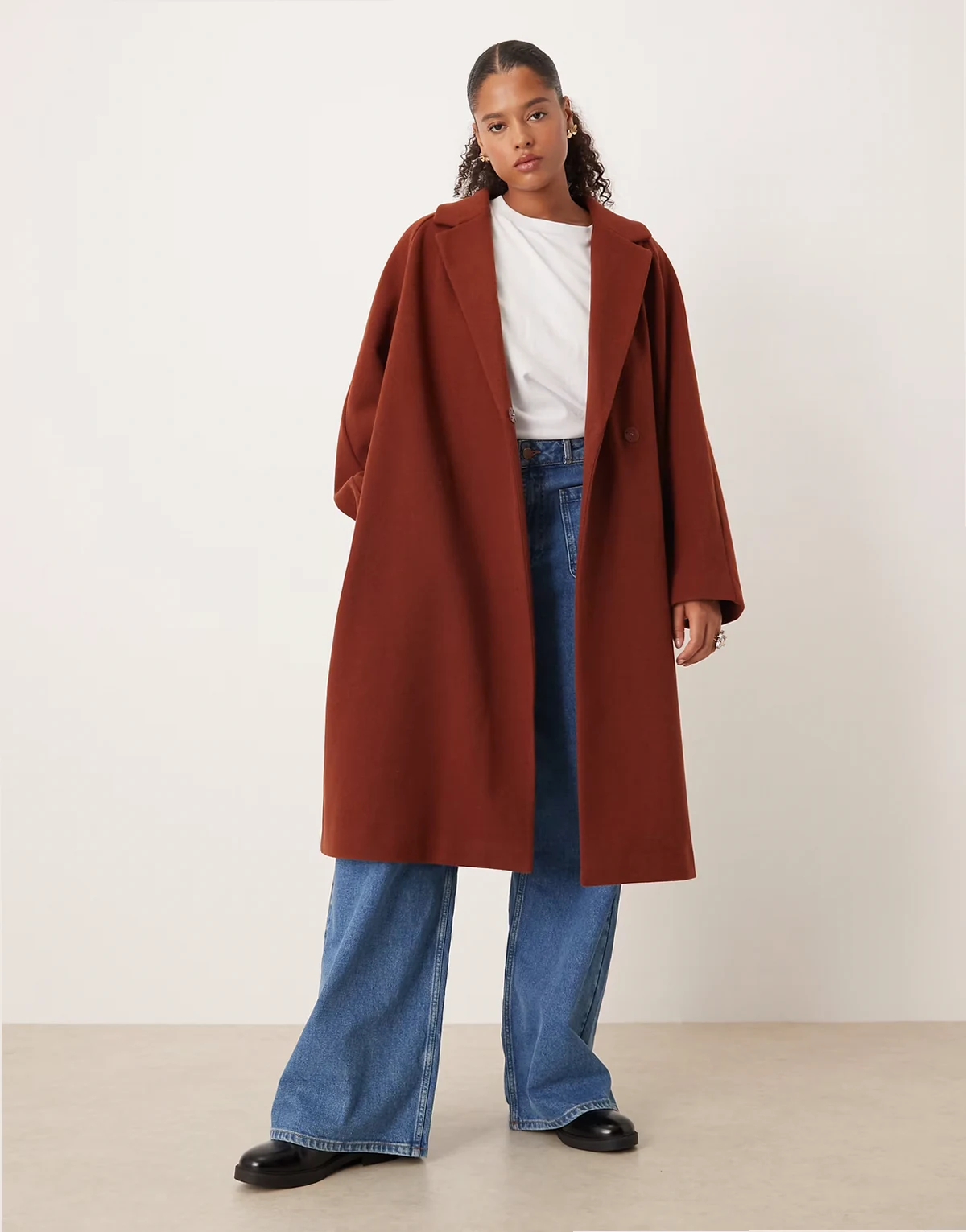 ASOS DESIGN Curve – Rdzawy płaszcz