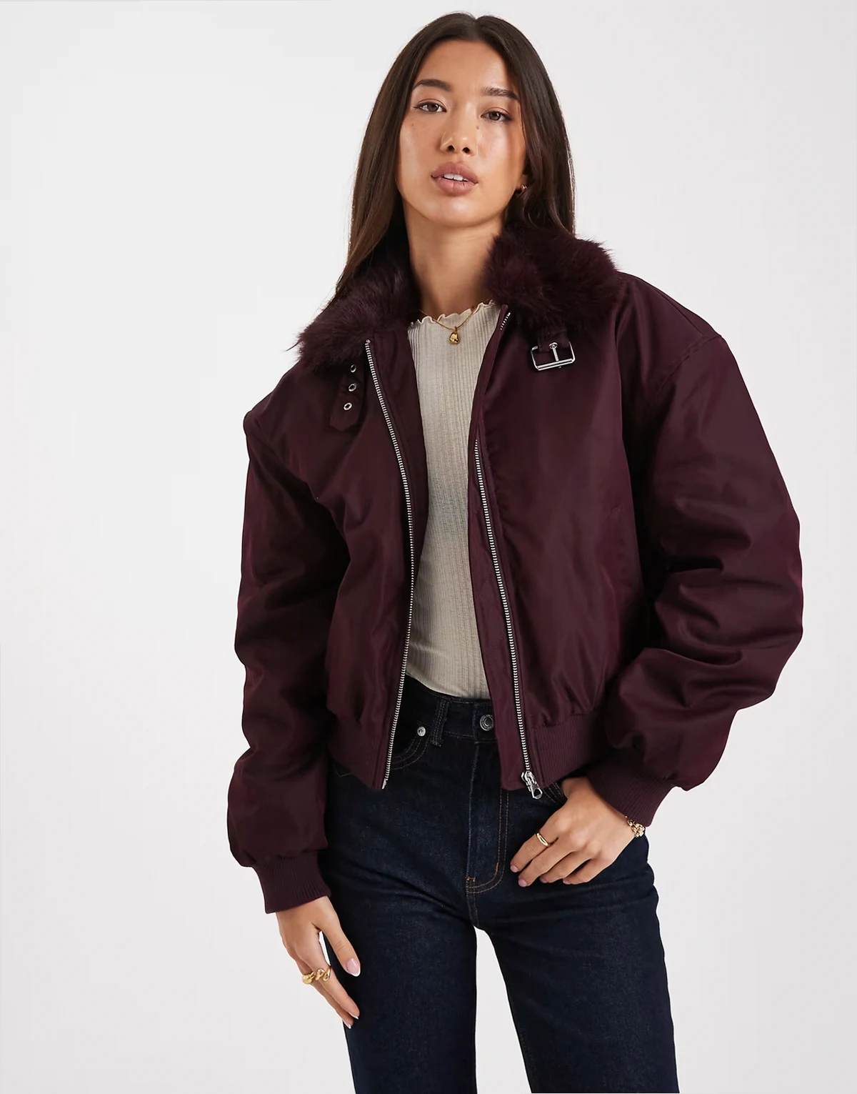 – Astro – Bomberjacke in Noble Plum mit Kragen