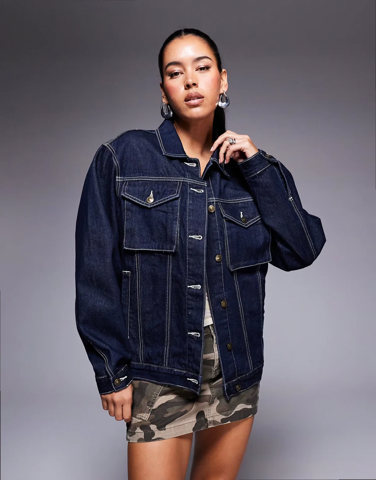 Junie oversized denim jacket in indigo wash