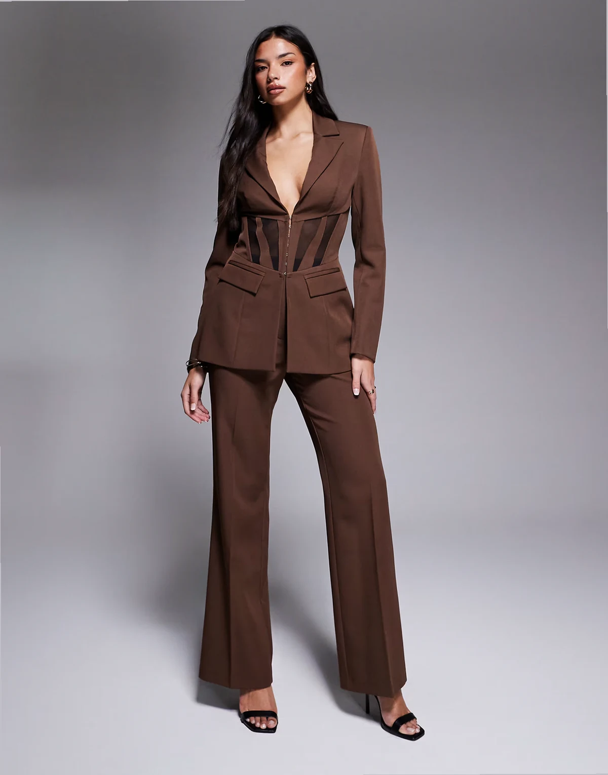 straight pants in brown - part of a set