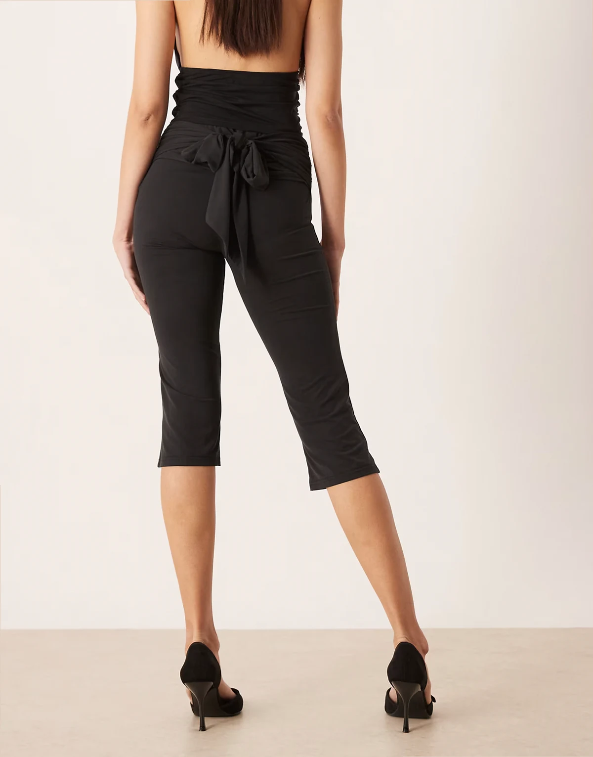 Effy tie detail capri pants in black - part of a set