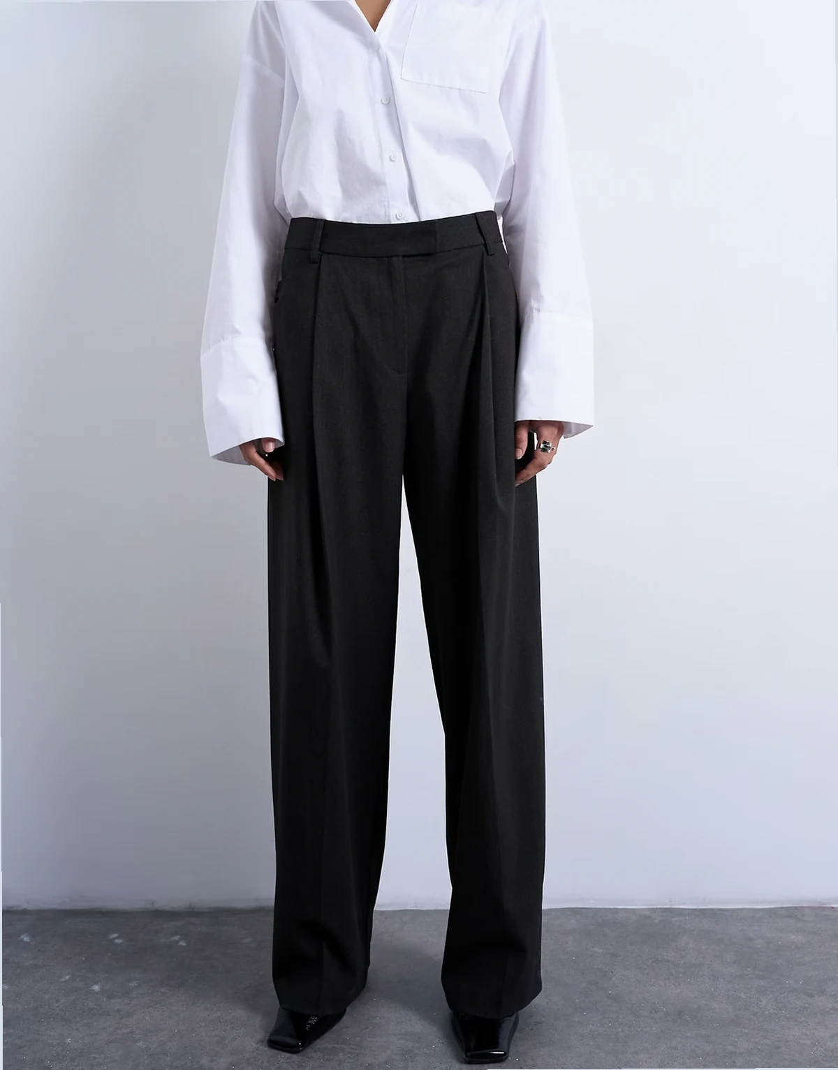 subtle pinstripes low rise buckle detail pants in dark chocolate - part of a set