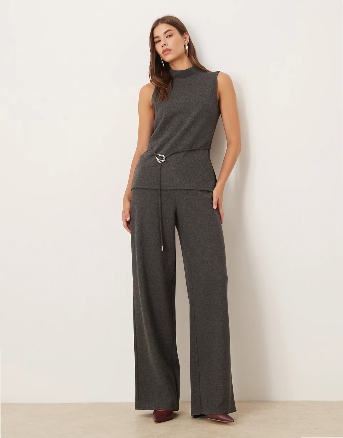 Ancona straight pants in gray - part of a set
