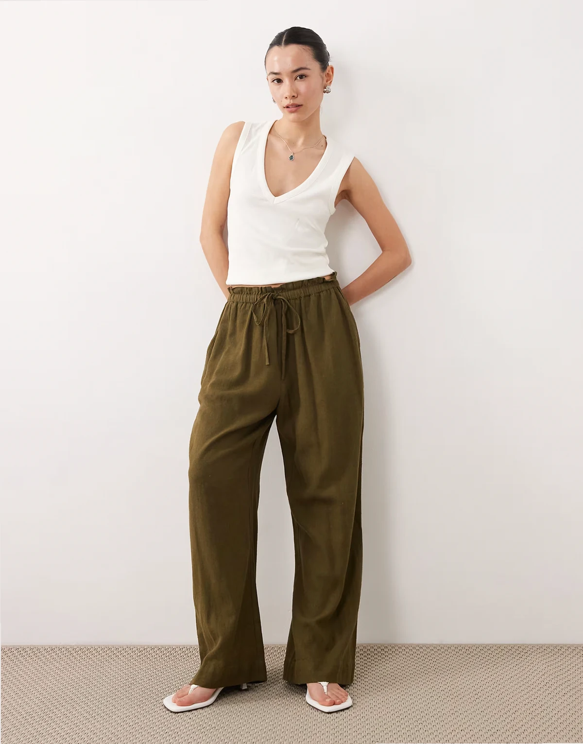 – Fosse – Hose aus Leinenmix in Khaki