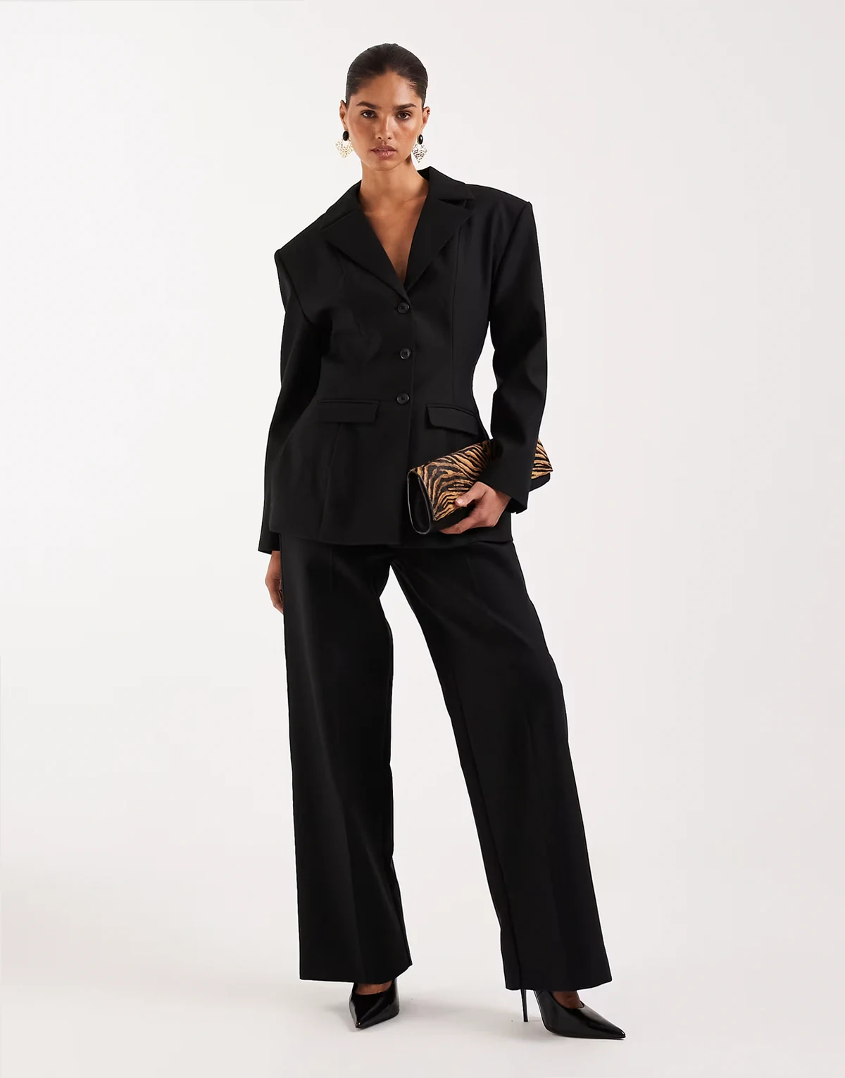 Farron tailored wide leg pants in black - part of a set
