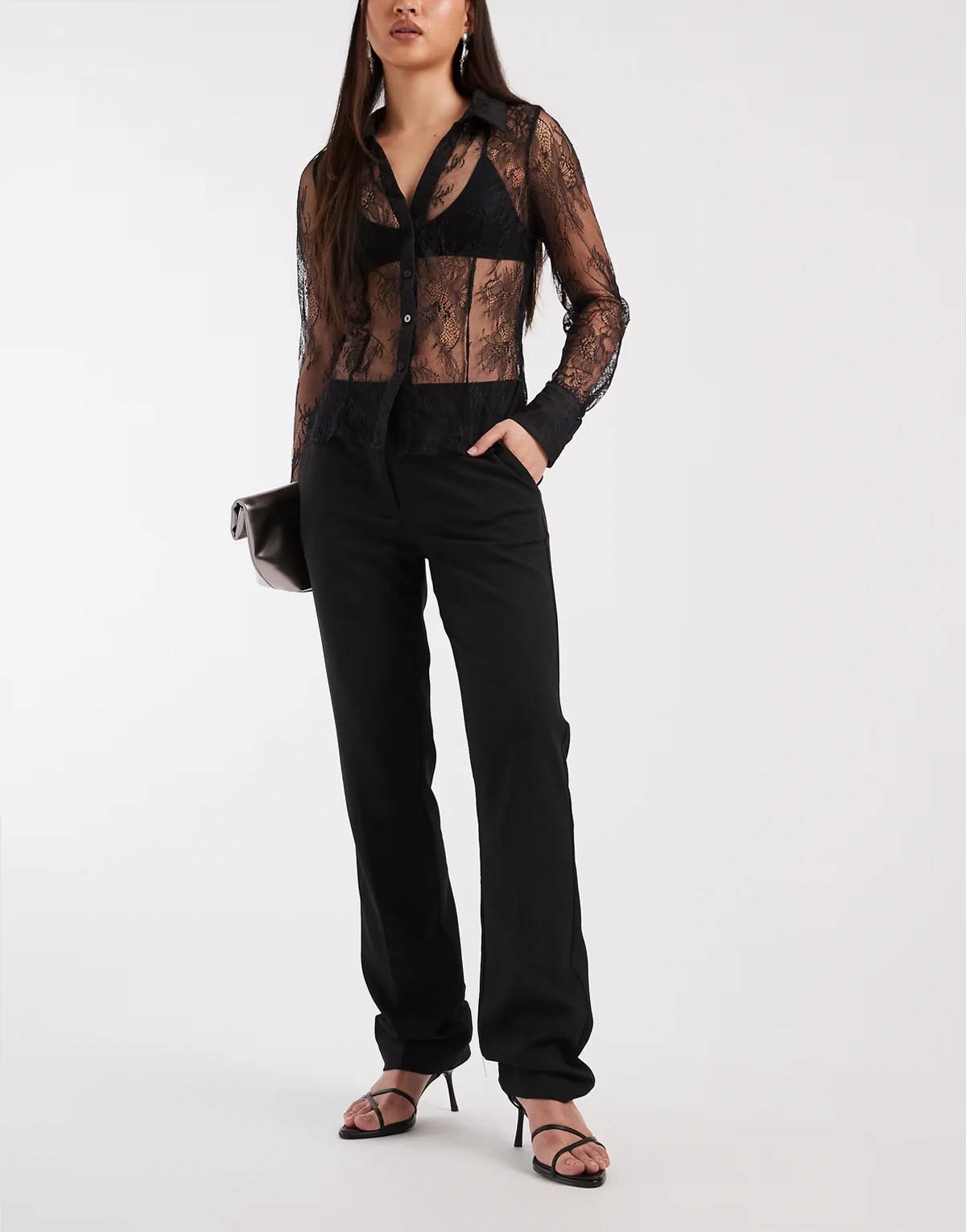– Elegante, lange Zigarettenhose in Schwarz mit engem Schnitt