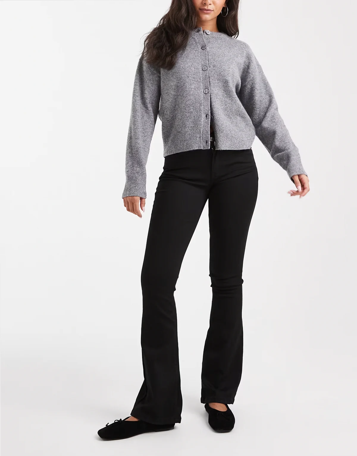 – Flash – Schlag-Jeans in Schwarz mit mittelhohem Bund