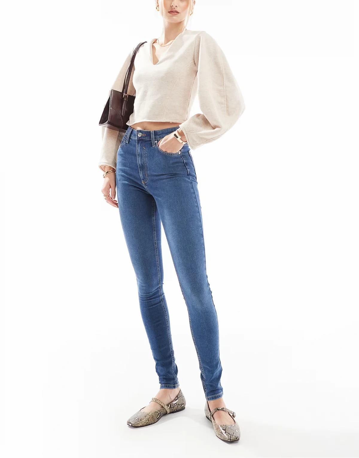 ASOS DESIGN Tall – Skinny-Jeans in Mittelblau