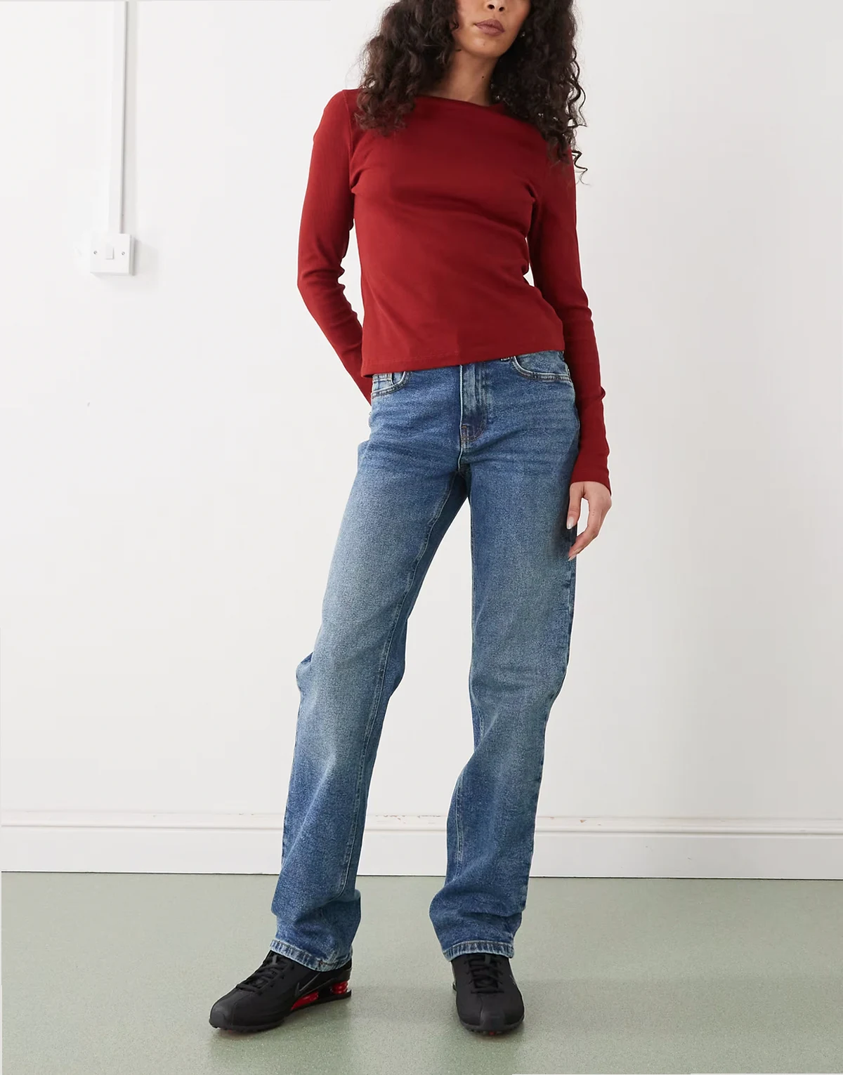 – Monica – Gerade geschnittene Denim-Jeans in Dunkelblau mit hohem Bund