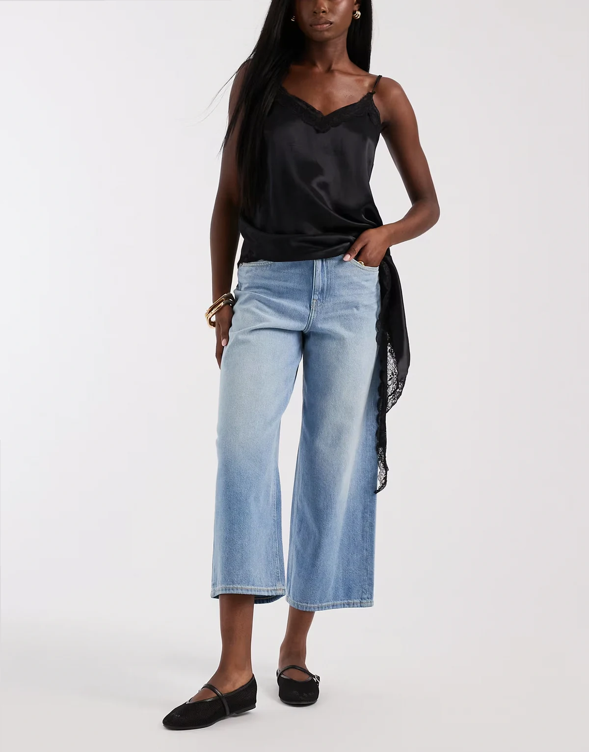 – Santiago – Cropped-Jeans in Hellblau mit weitem Bein