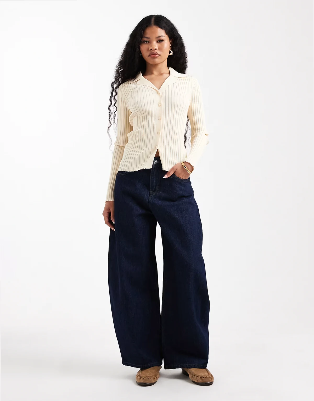 – Taylor – Barrel-Jeans in Dunkelblau mit hohem Bund