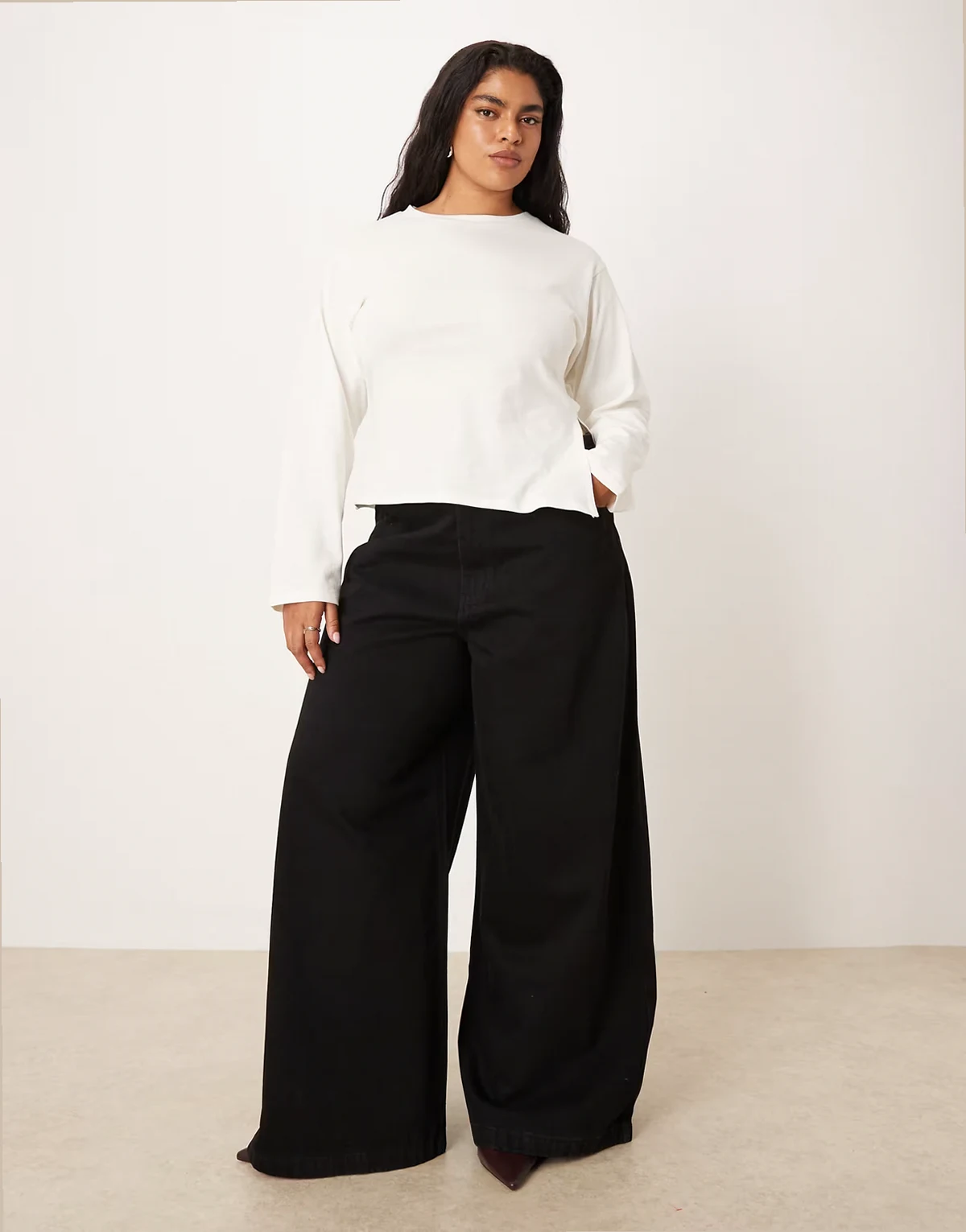 Never Fully Dressed Curve palazzo wide leg jeans in black