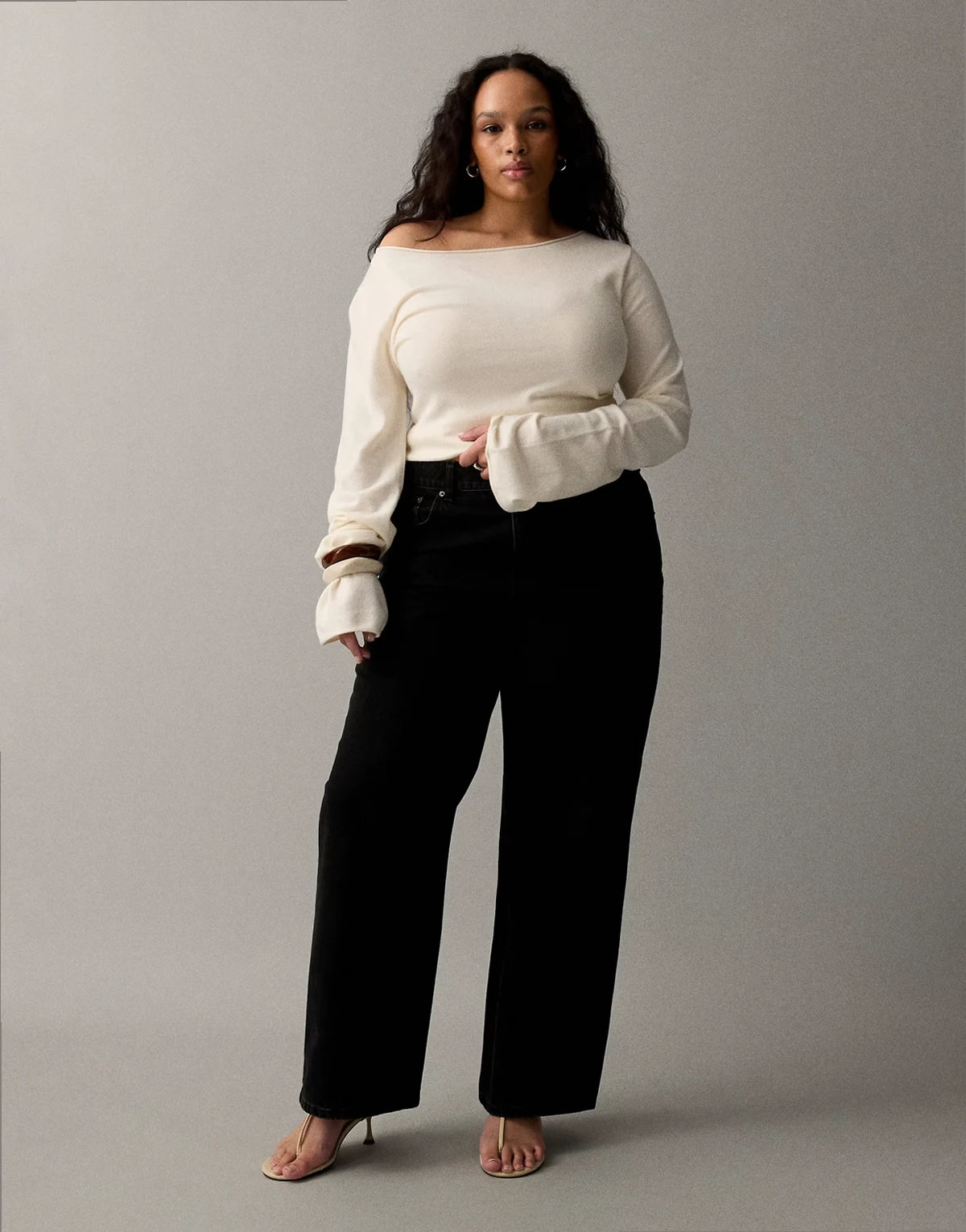 ASOS DESIGN Curve – Czarne jeansy o fasonie dad z szerokimi nogawkami